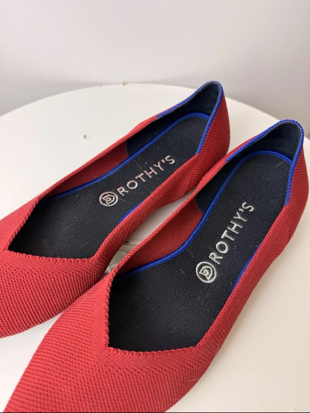 Rothy's Red Pointed Toe Ballet Flats Women 11 Knit Shoes - Picture 5 of 9